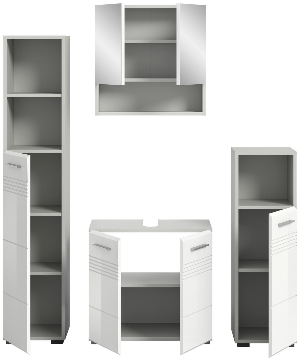 Badezimmer Copa Grau Weiß Hg B: 120 cm - Weiß Hochglanz/Schwarz, MODERN, Holzwerkstoff (120cm) - MID.YOU