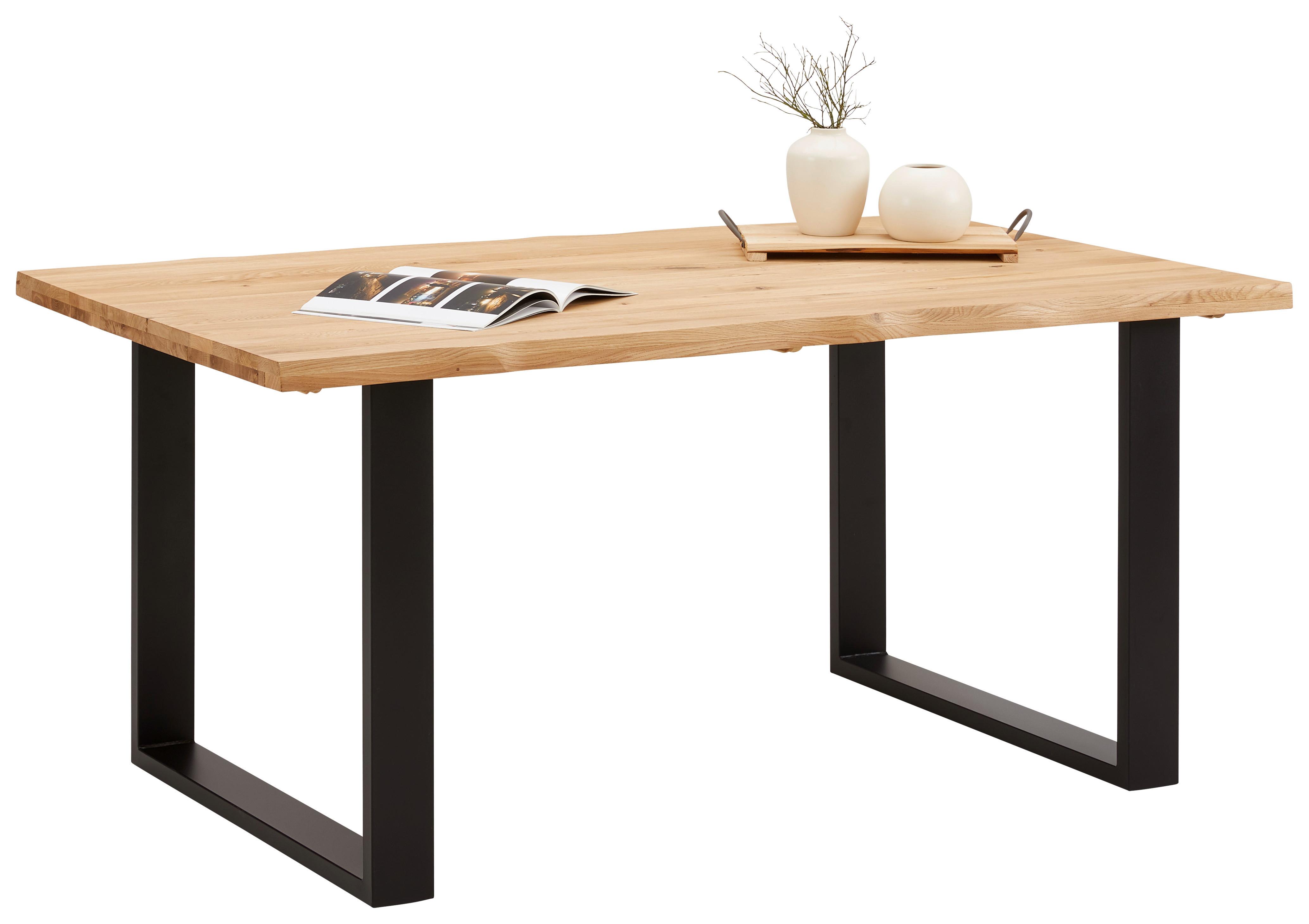 Esstisch Wood 160x75 cm Eiche - Schwarz/Naturfarben, KONVENTIONELL, Holz/Metall (160/75/90cm) - James Wood