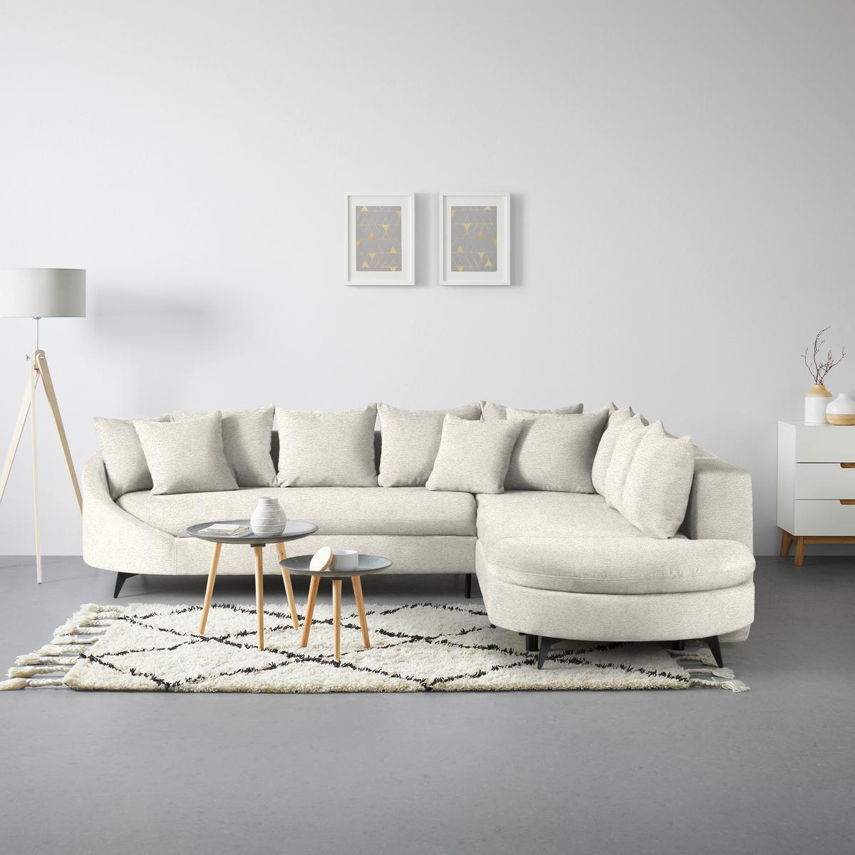 Rohová sedačka AXEL, pravá, béžová tkanina - černá/béžová, Moderní, kov/textil (291/250cm) - Mömax