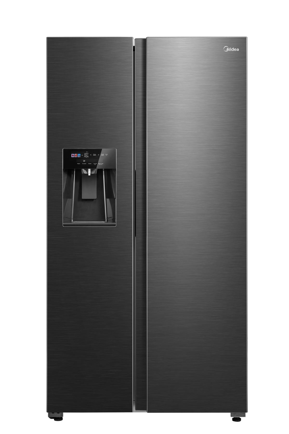 Side-By Side 376 Liter - Schwarz, Basics, Kunststoff/Metall (91cm) - Midea