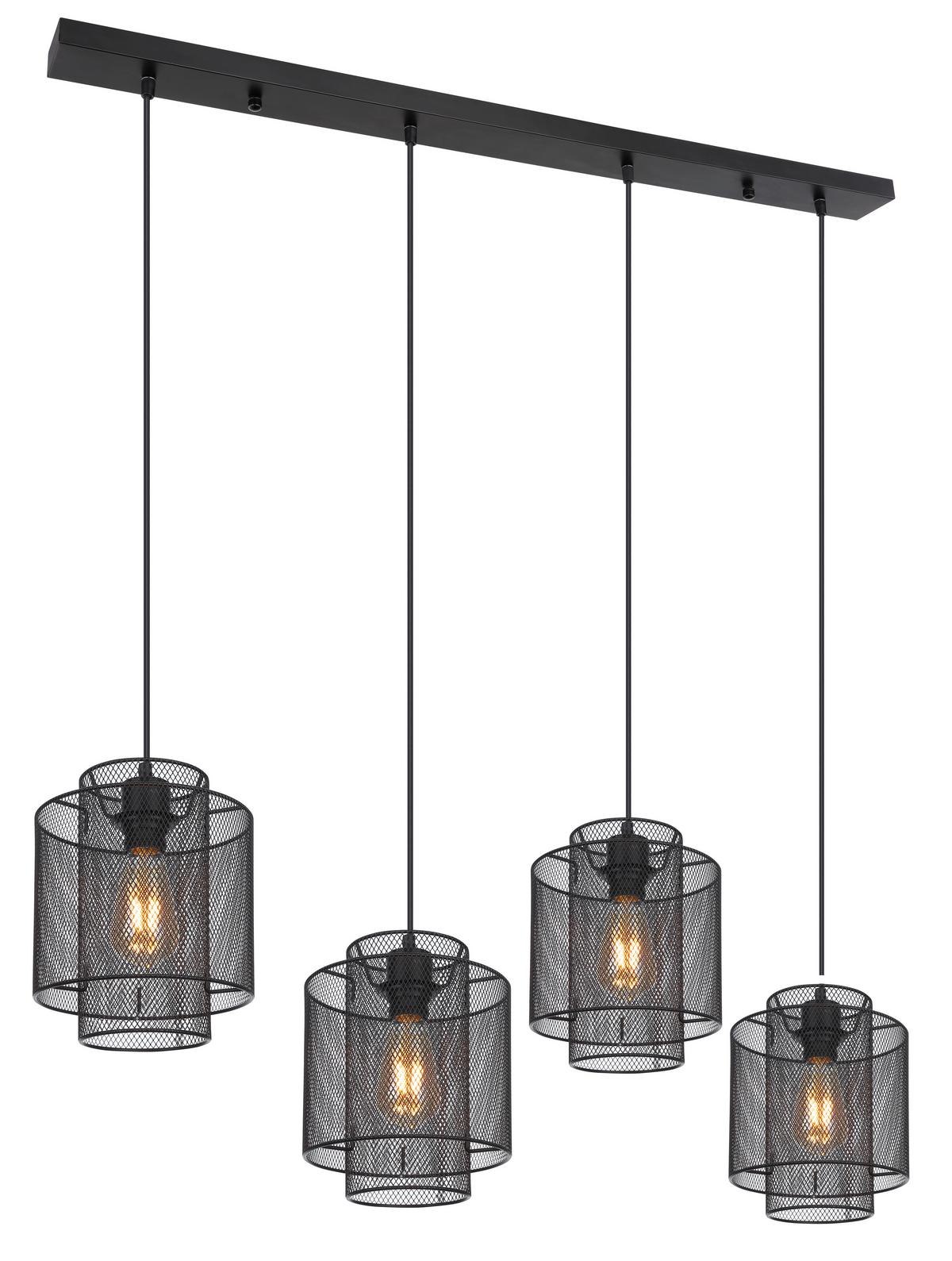Hängeleuchte H: 120 cm 4-Flammig - Schwarz, Basics, Metall (98/20/120cm) - Globo