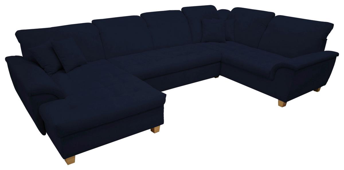 Wohnlandschaft Franzi Kopfteil Verstellbar Blau - Eichefarben/Dunkelblau, KONVENTIONELL, Textil (170/352/214cm) - MID.YOU