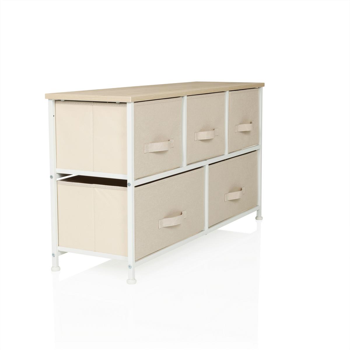 Kommode Foldar Beige B: 100 cm - Beige/Weiß, MODERN, Textil (100/55/30cm) - MID.YOU