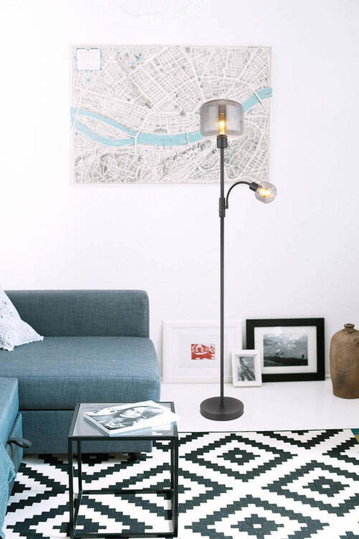 Stehleuchte 15566s - Schwarz, Design, Glas/Metall (25/165cm) - Globo