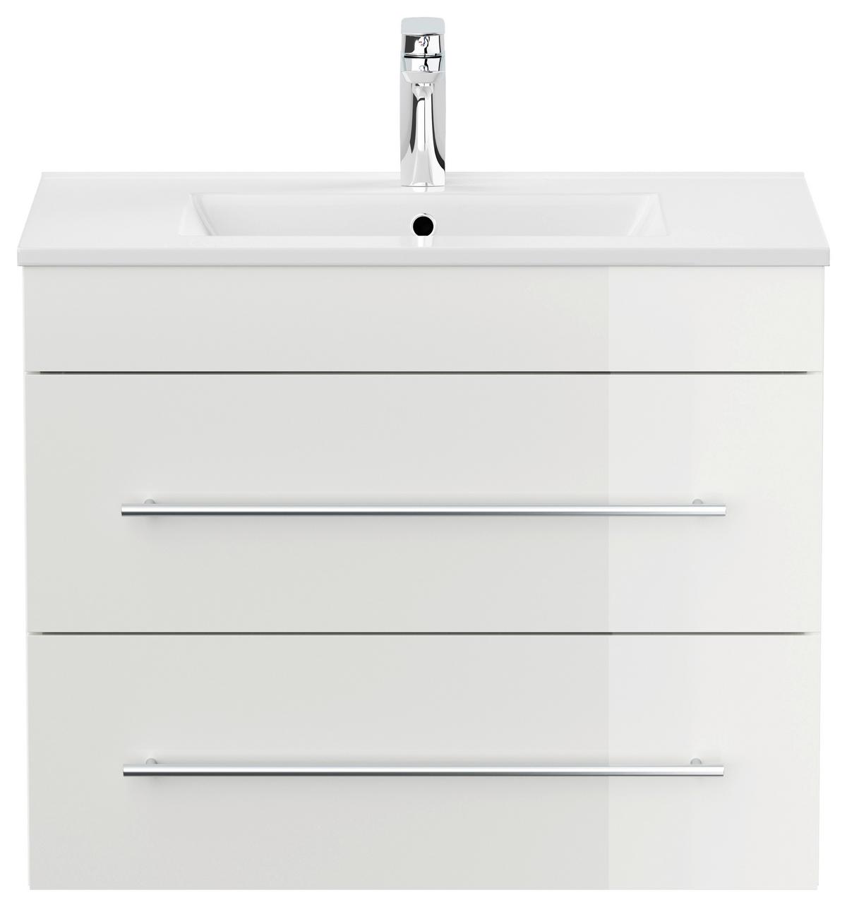 WASCHTISCHKOMBI Artemis, Weiß HG B: 75,5 cm - Weiß Hochglanz/Weiß, Basics, Keramik/Holzwerkstoff (75,5cm) - MID.YOU