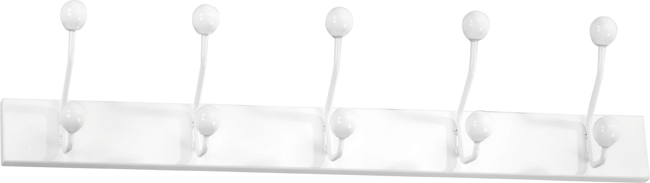 LIŠTA S HÁČIKMI GREVE - biela, Modern, kov/kompozitné drevo (65/13/7cm)