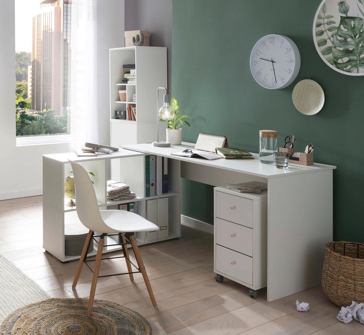 Rollcontainer Weiß B: 32,6 cm - Weiß, MODERN, Holzwerkstoff/Kunststoff (32,6/59,7/39,1cm) - MID.YOU