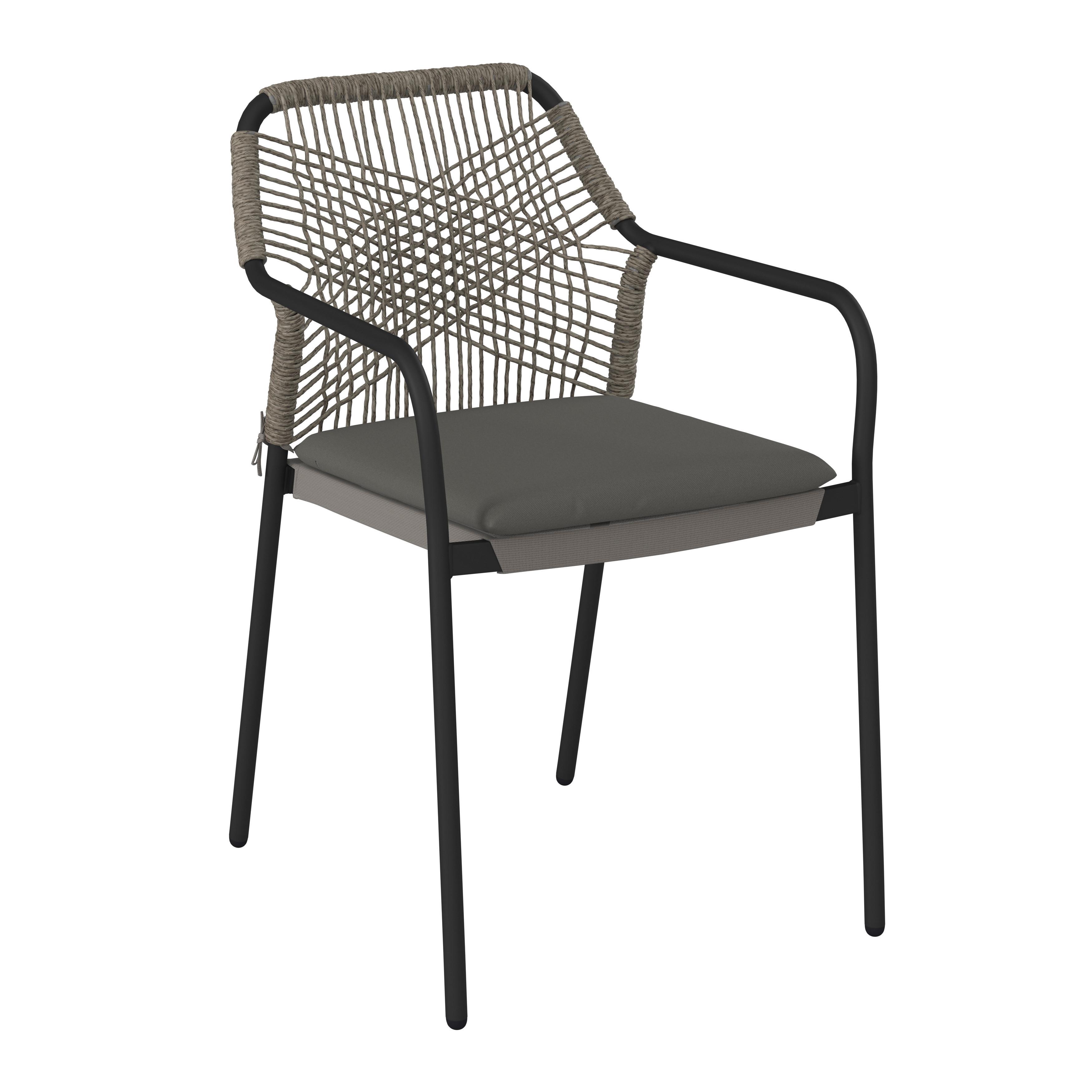 Gartensessel Isabella Metall/Kunststoff/Textil - Dunkelgrau/Hellgrau, MODERN, Kunststoff/Textil (56/58/86cm) - Luca Bessoni