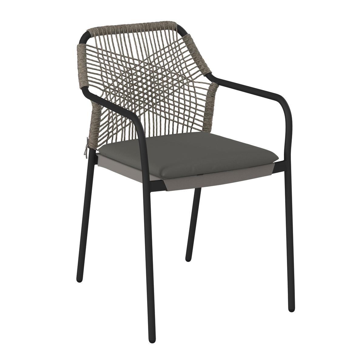 Gartensessel Isabella Metall/Kunststoff/Textil - Dunkelgrau/Hellgrau, MODERN, Kunststoff/Textil (56/58/86cm) - Luca Bessoni