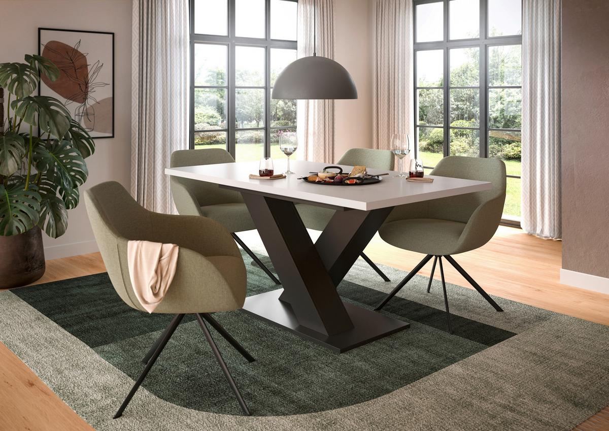 Ausziehtisch Marlon 150 Az Grau/weiß Auf 190cm Ausziehbar - Weiß/Grau, Trend, Holzwerkstoff (150-190/90/75cm)
