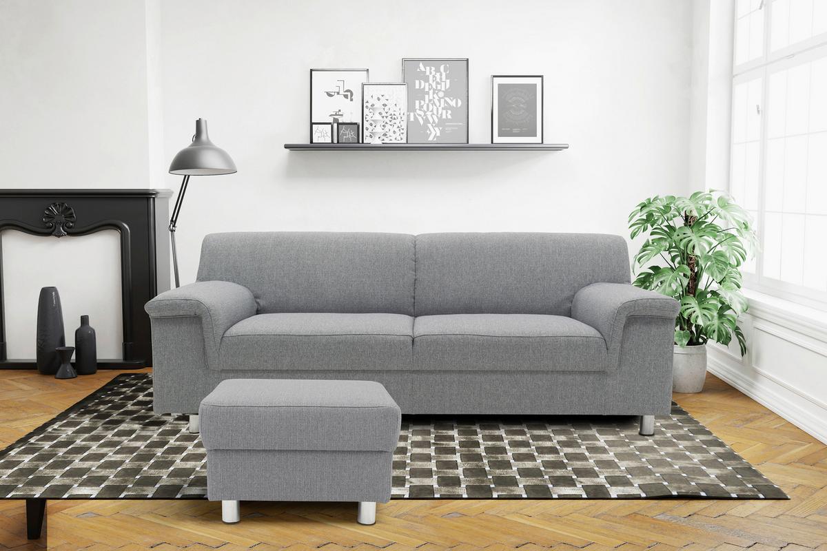 Polsterhocker Jamie Silberfarben Webstoff H: 40 Cm - Chromfarben/Silberfarben, KONVENTIONELL, Textil (54/40/54cm) - MID.YOU