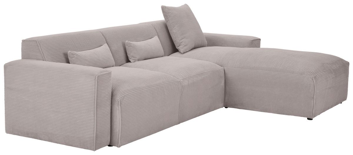 Ecksofa mit Zierkissen Pearl Taupe 303x196 cm - Taupe/Schwarz, Design, Textil (303/196cm) - Livetastic