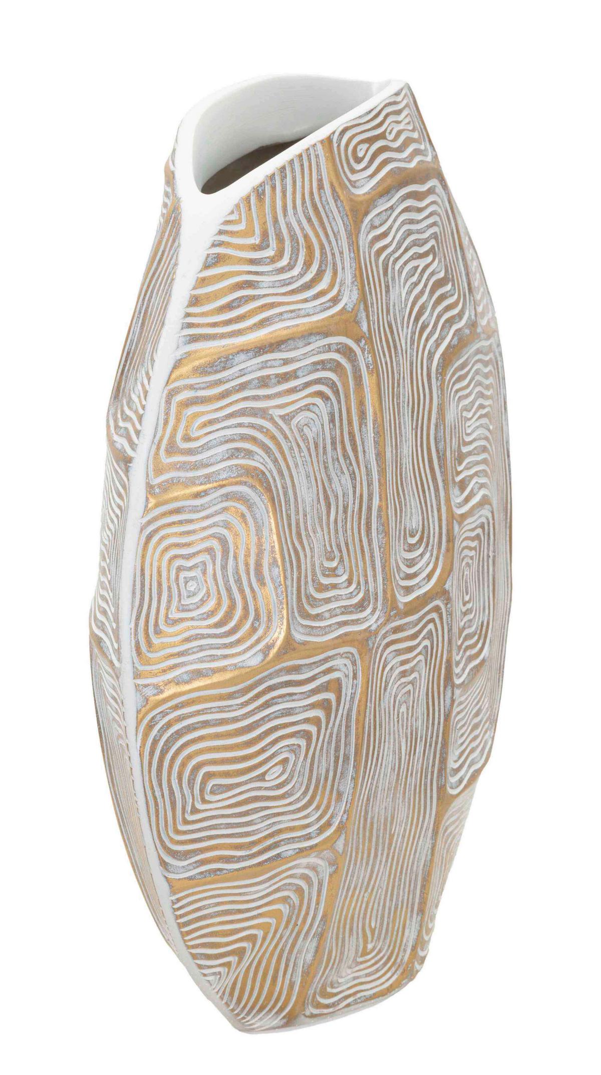 Vase Eclips Weiß, Goldfarben B: 36 cm - Goldfarben/Weiß, Basics, Kunststoff (36/34.5/11cm)