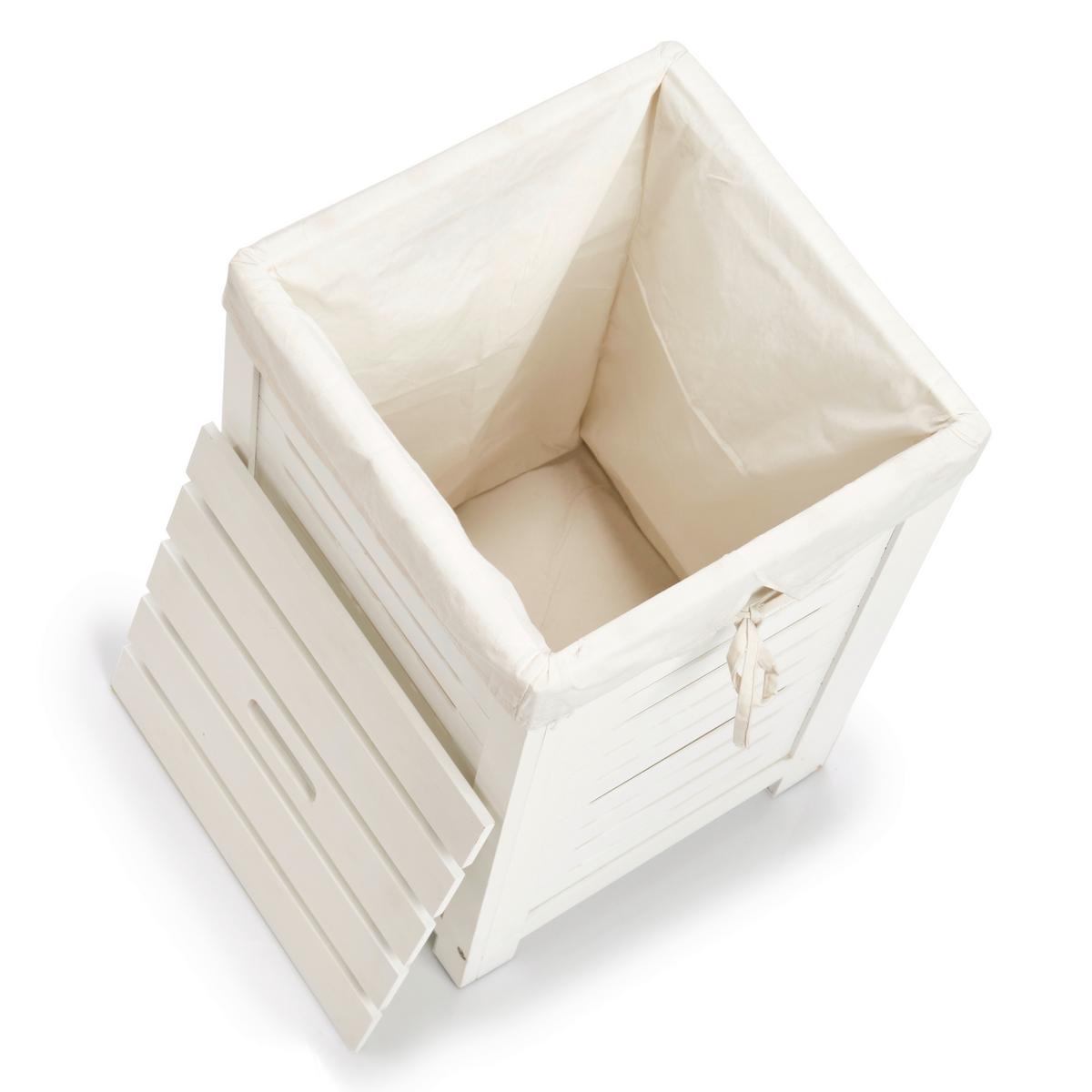 Wäschesammler Weiß B: 35 Cm - Weiß, Basics, Holz/Textil (35/35/55cm) - Zeller Present