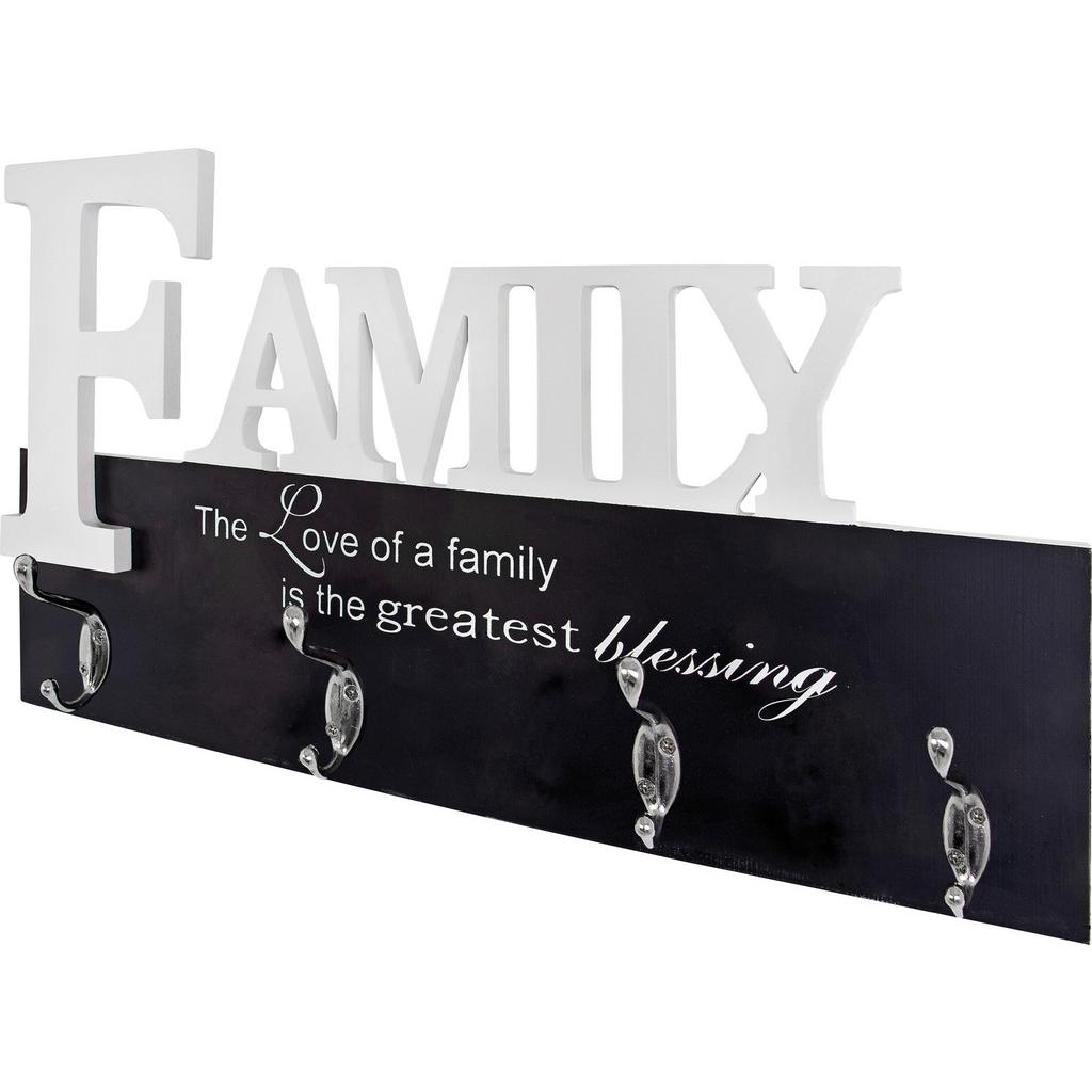 Hakenleiste Family B: 50 cm inkl. Tafel Schriftzug 4 Haken