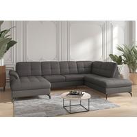 Wohnlandschaft Zora Anthrazit U: 164x319x212cm - Anthrazit/Schwarz, MODERN, Leder/Textil (164/319/212cm) - Sit & More