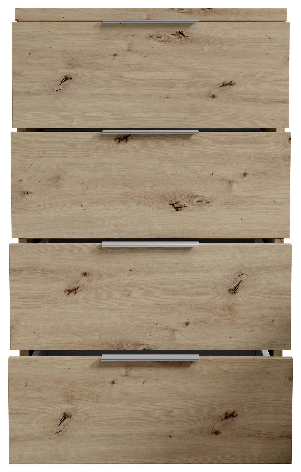 Nachtkästchen Smilla 4l E - Alufarben/Eiche Artisan, KONVENTIONELL, Holzwerkstoff (46/79/42cm)