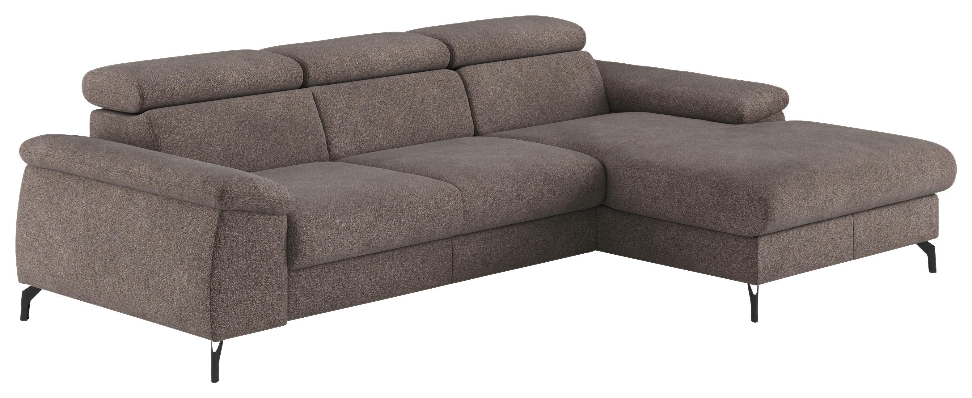 Ecksofa mit Schlaffunktion & Bettkasten Kitty Grau - Schwarz/Grau, Design, Textil (244/166cm) - Livetastic