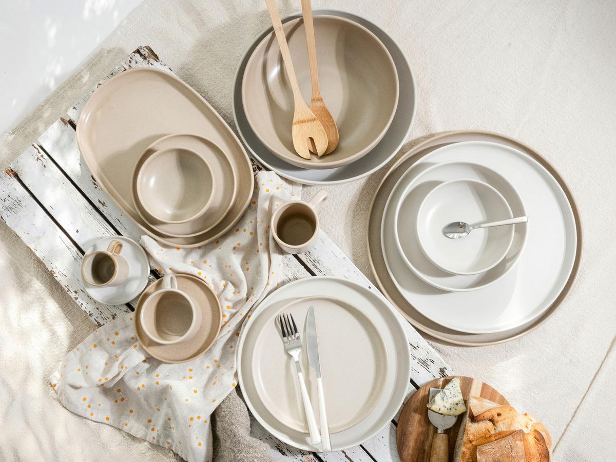 Tafelservice Uno Toscana, Creme, 12-Tlg. - Sandfarben/Creme, Basics, Keramik - Creatable