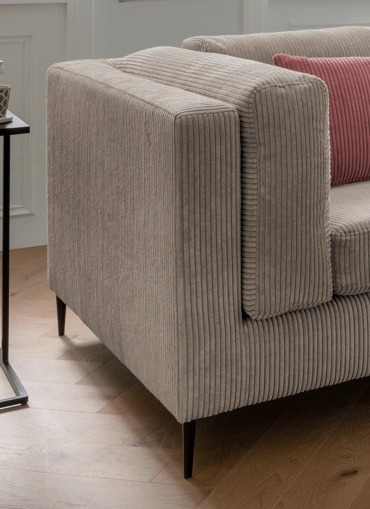 3-sitzer-sofa Roma Braun/grau Kord - Koralle/Schwarz, Design, Textil (250/82/112cm) - Livetastic