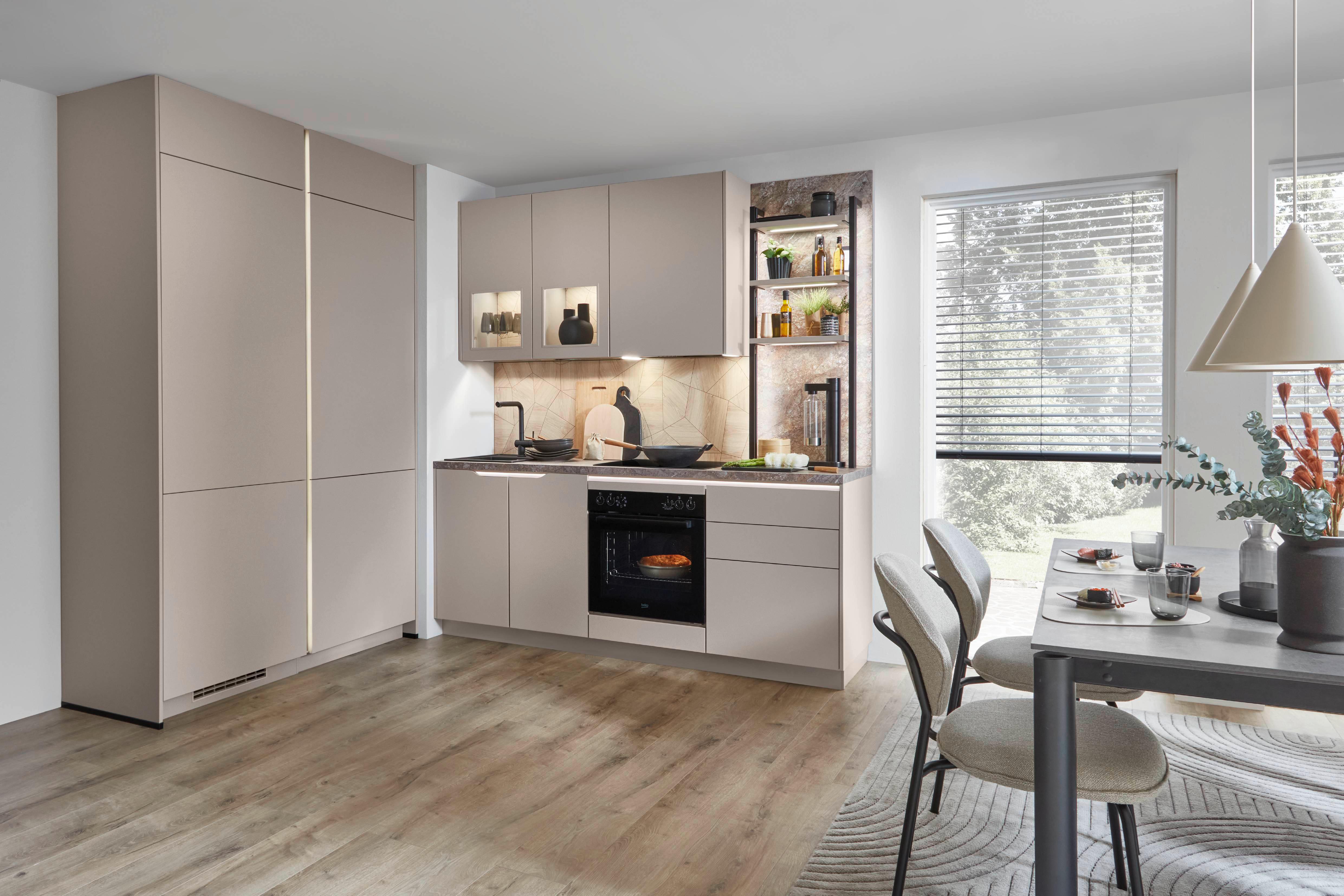 Eckküche Sidney - Hellbraun/Dunkelbraun, MODERN, Holzwerkstoff (218,1/273,2cm) - Vertico