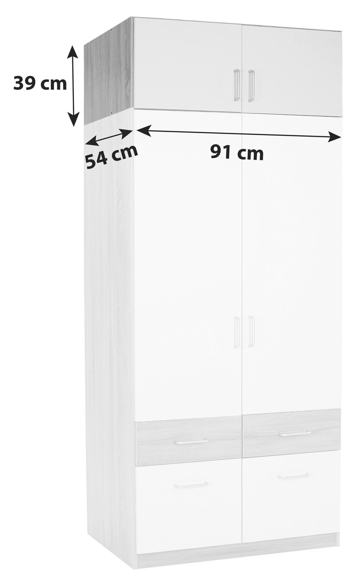 NÁSTAVEC NA SKŘÍŇ AALEN-EXTRA - barvy dubu/barvy hliníku, Konvenční, kompozitní dřevo/plast (91/39/54cm)