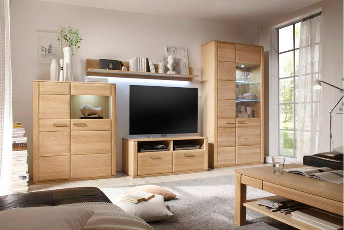 Wohnkombination 4-Tlg. Sena Eichefarben - Eichefarben, Design, Glas/Holz (357/209/51cm) - Livetastic