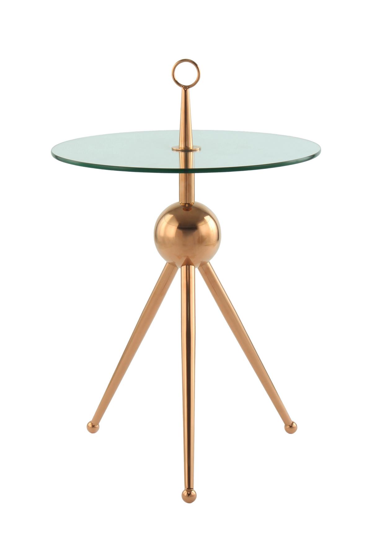 Beistelltisch Mit Glasplatte Rund Ontario, Klar/roségold - Goldfarben, MODERN, Glas/Metall (46/46/52cm) - Kayoom