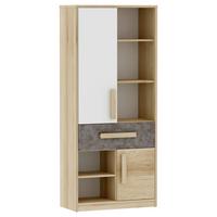Schrank Aygo Buche Dekor/grau /weiß Bxh: 83x192 Cm + Lade - Buchefarben/Weiß, MODERN, Holz/Holzwerkstoff (83/192/39,5cm) - MID.YOU