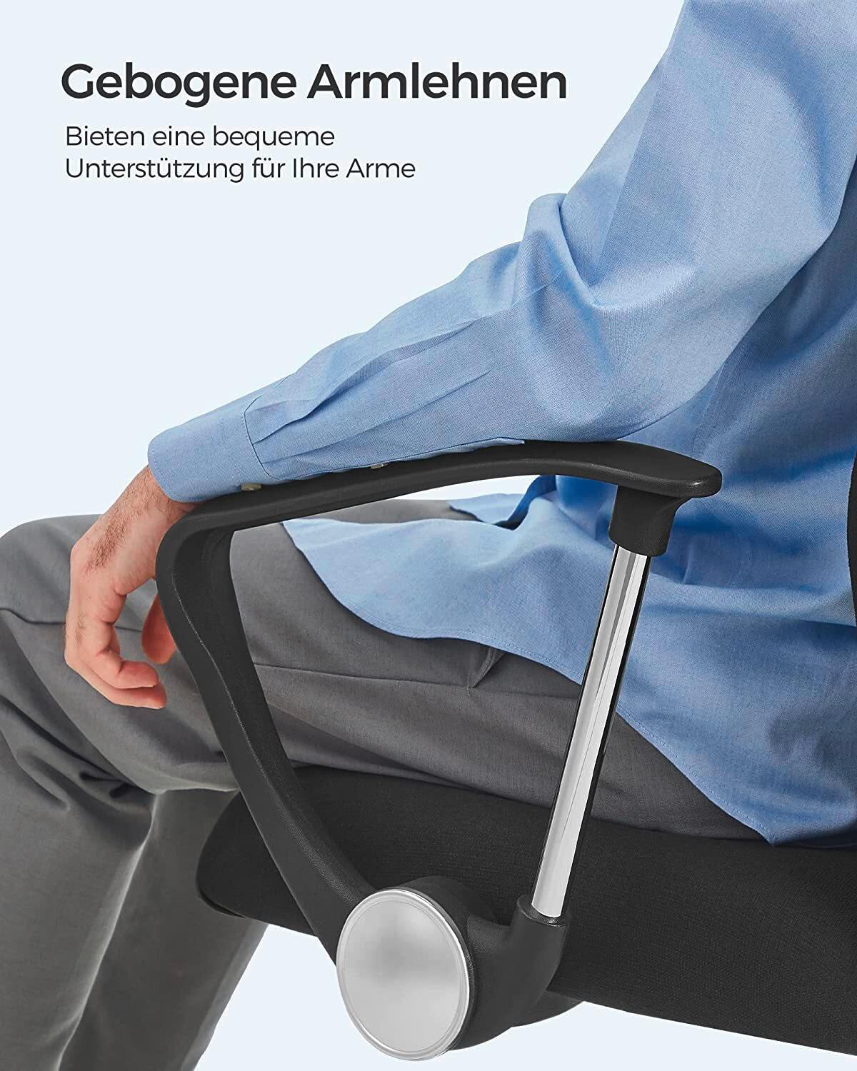Bürostuhl Mit Armlehnen Schwarz, Bis 120 Kg - Chromfarben/Schwarz, Basics, Kunststoff/Textil (63/110-120/63cm) - Boxxx