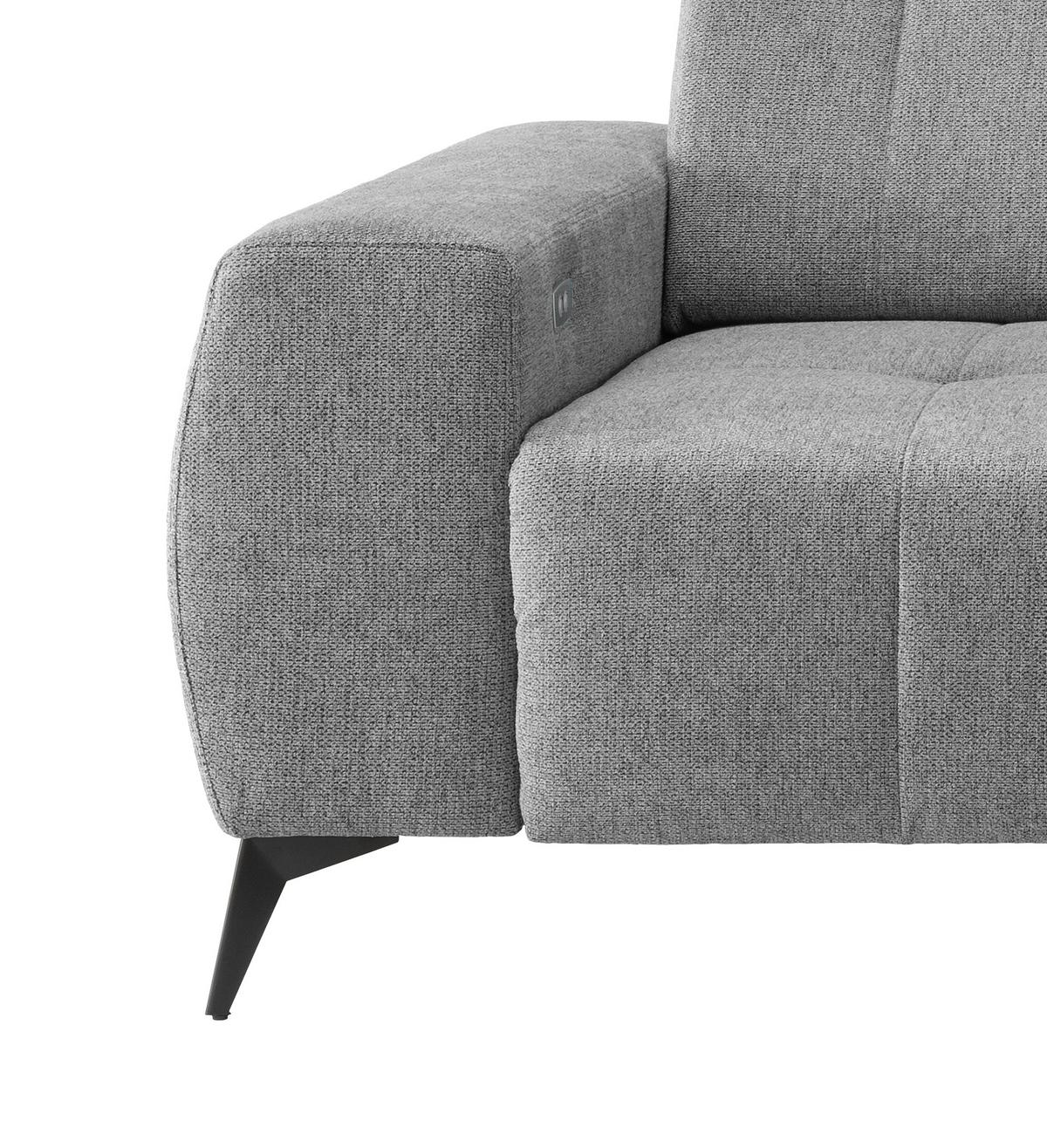 Ecksofa mit USB Anschluss Sano,silberfarben,s:258x180 cm - Silberfarben/Schwarz, MODERN, Textil (258/180cm) - Livetastic