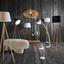 Stojací Lampa Larissa - bílá/přírodní barvy, Moderní, dřevo/textil (151cm) - Modern Living