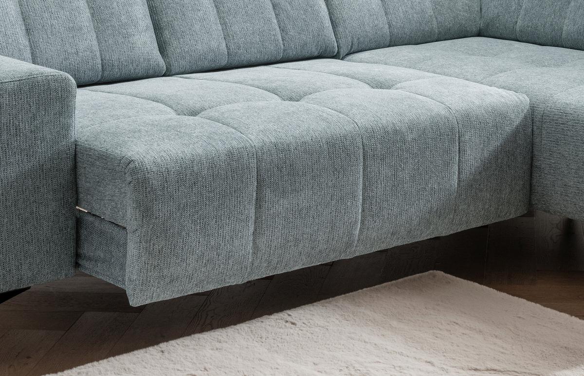 Ecksofa mit USB Anschluss Sano, Mintfrün, S: 261x200 cm - Schwarz/Mintgrün, MODERN, Textil (261/200cm) - Livetastic