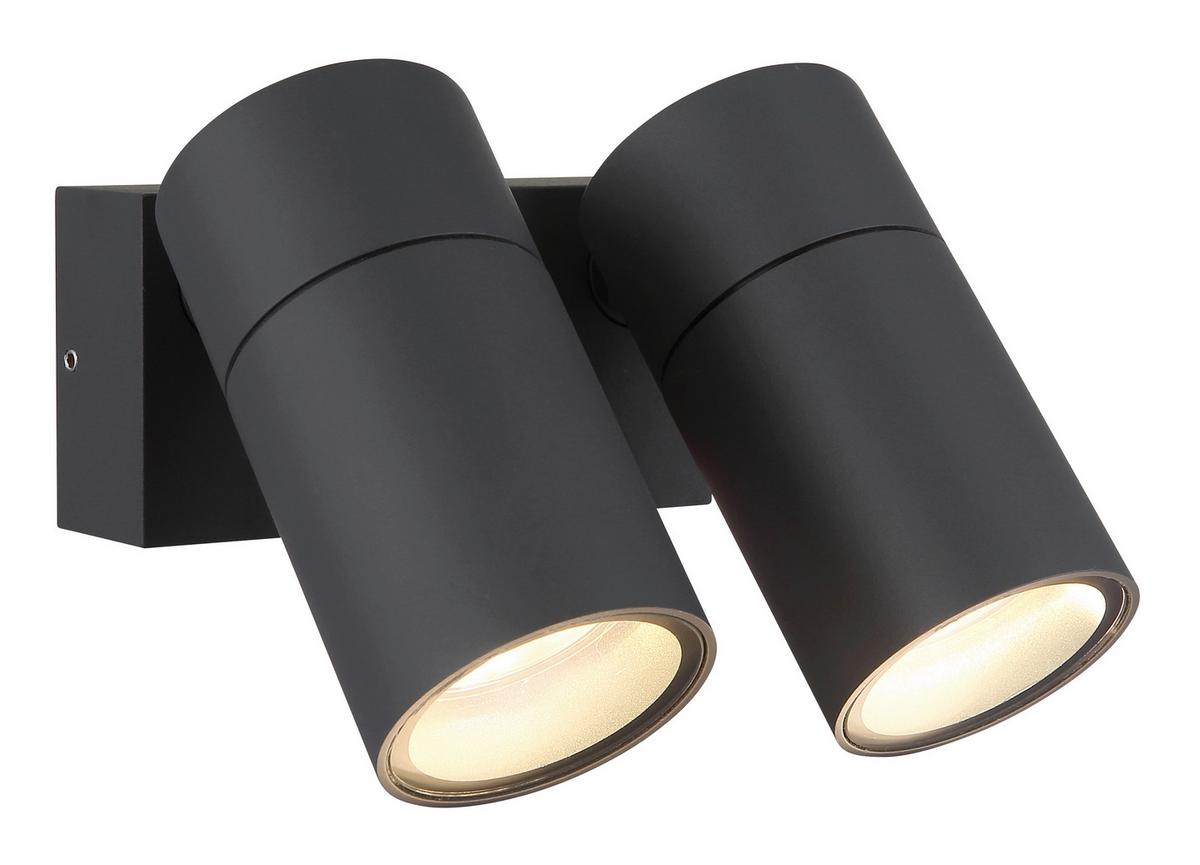 Außenleuchte 3209-2 - Klar/Anthrazit, Design, Glas/Kunststoff (15/10,5/11,8cm) - Globo