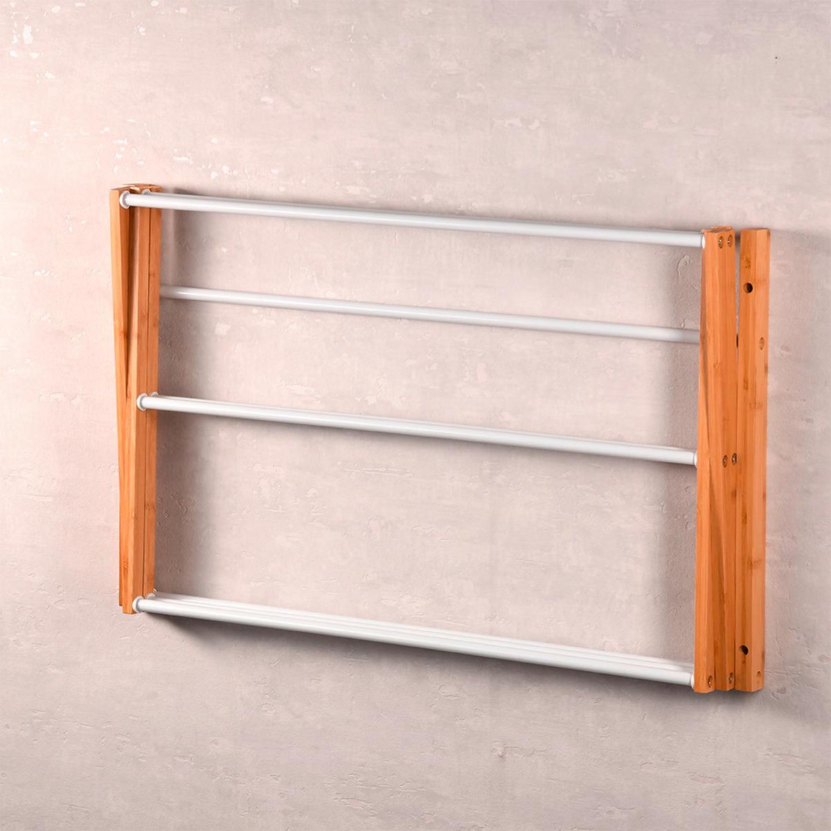 Wäschetrockner Bambus, Weiß Hellbraun,platzsparend,b:71 cm - Hellbraun/Weiß, Basics, Holz (71/45/8-59cm) - Kesper