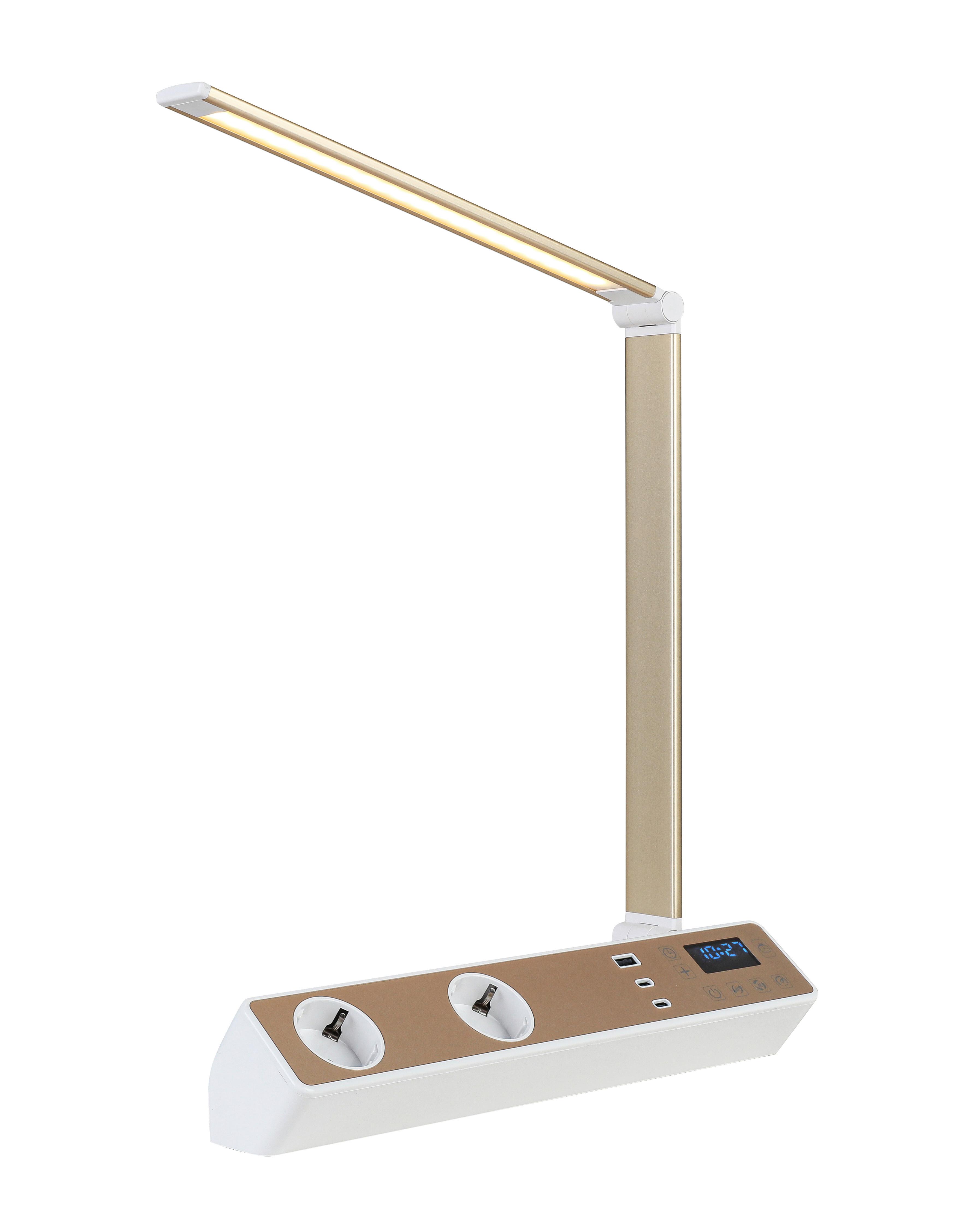 LED LAMPA NA PSACÍ STŮL MULTI - bílá/barva růžového zlata, Moderní, kov/plast (33/10,5/37-66cm) - Mömax