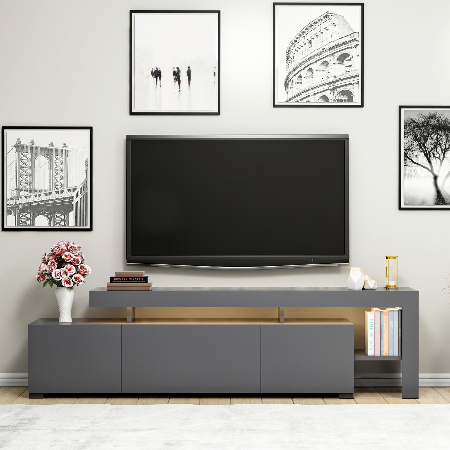 Lowboard Beliz, Anthrazit B: 192 Cm - Anthrazit, Design, Holzwerkstoff (192/53/37cm) - Livetastic