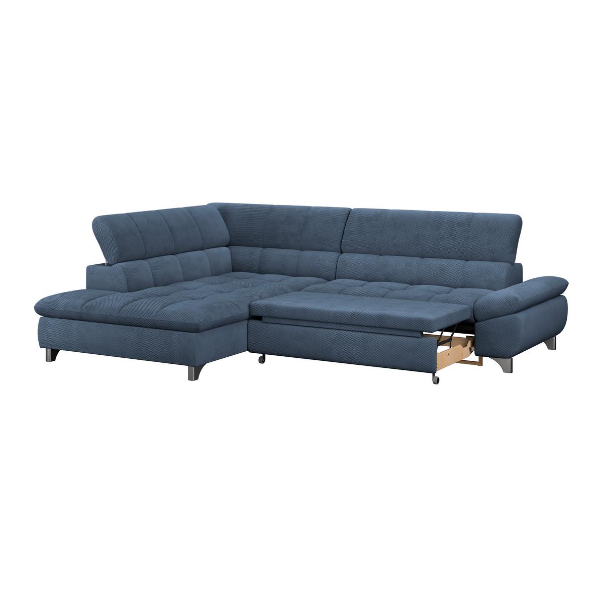 Ecksofa Gemini Dunkelblau, B: 234cm - Chromfarben/Dunkelblau, KONVENTIONELL, Textil (234/312cm)
