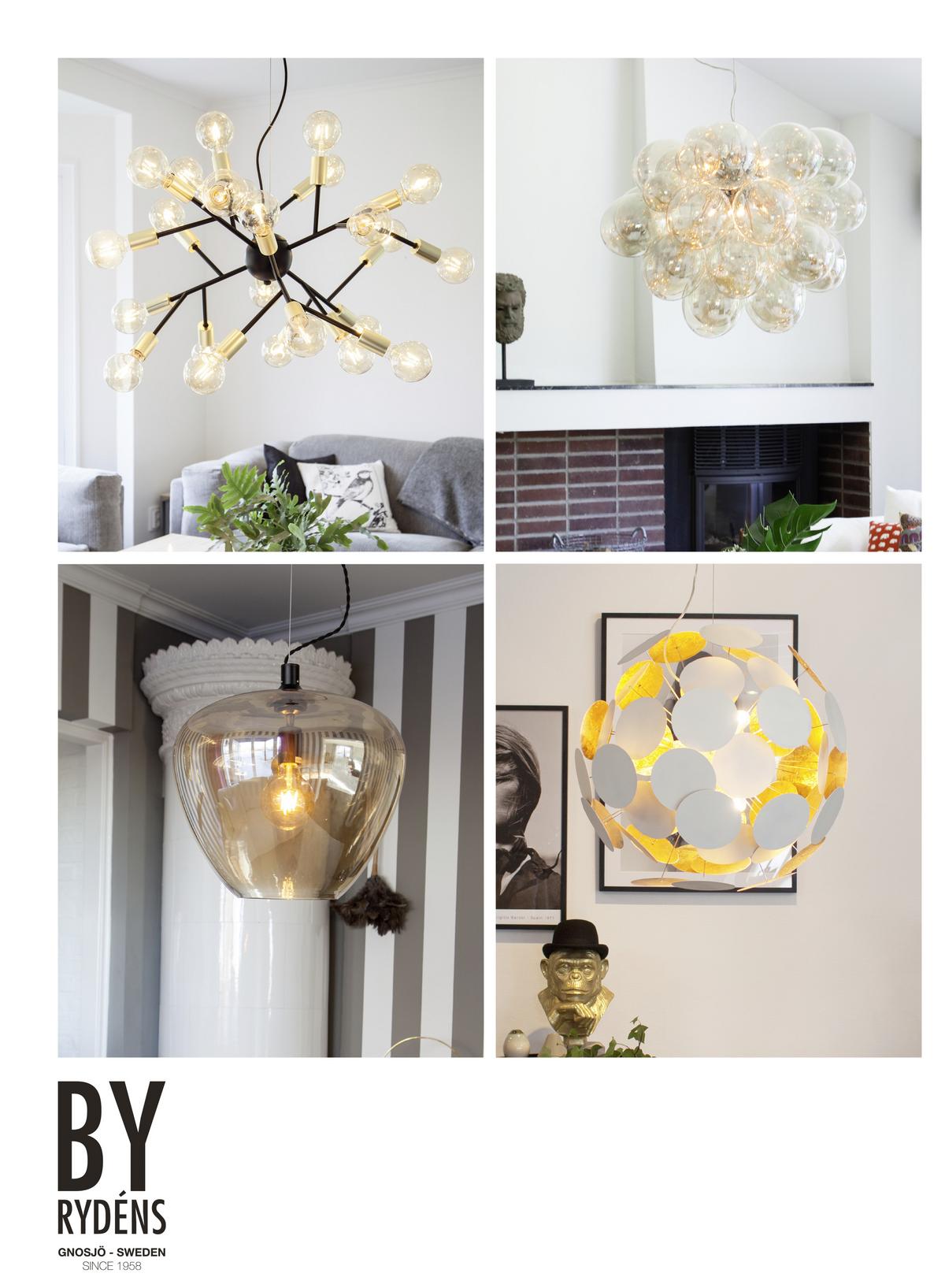 Hängeleuchte Hero H: 145 cm 24-Flammig, Messignfarben - Messingfarben/Schwarz, LIFESTYLE, Metall (80/145cm) - By Rydéns