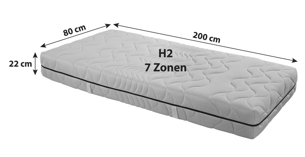 Komfortschaummatratze Ergo Duo 80x200cm Mittelfest - Weiß, Textil (80/200cm) - Primatex