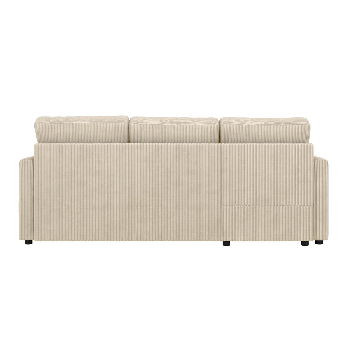 Ecksofa Mit Schlaffunktion Paris Beige Cord 215x145cm - Beige, Basics, Holz/Holzwerkstoff (215/145cm)