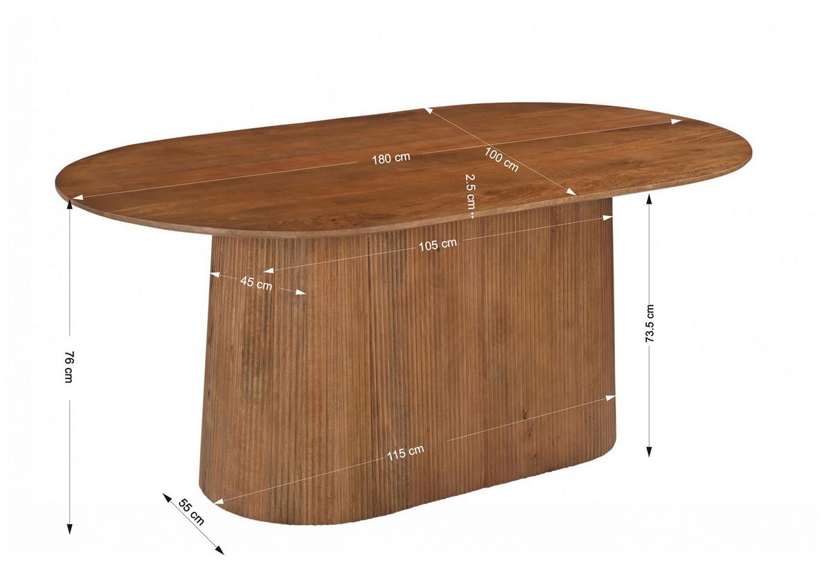 ESSTISCH Naturfarben L: 180cm - Naturfarben, MODERN, Holz (180/100/76cm) - MID.YOU