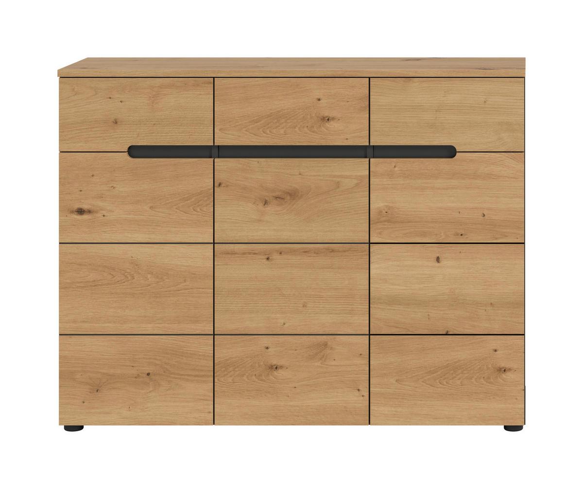 Schuhschrank Canu Eiche Artisan/Grau B: 120 cm - Schwarz/Eiche Artisan, Design, Holzwerkstoff (120/94/37cm) - Livetastic