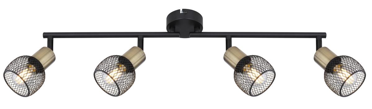 Strahler Fiastra 4-Flammig verstellbar L: 60 cm - Schwarz, Basics, Metall (60/8/15cm) - Globo