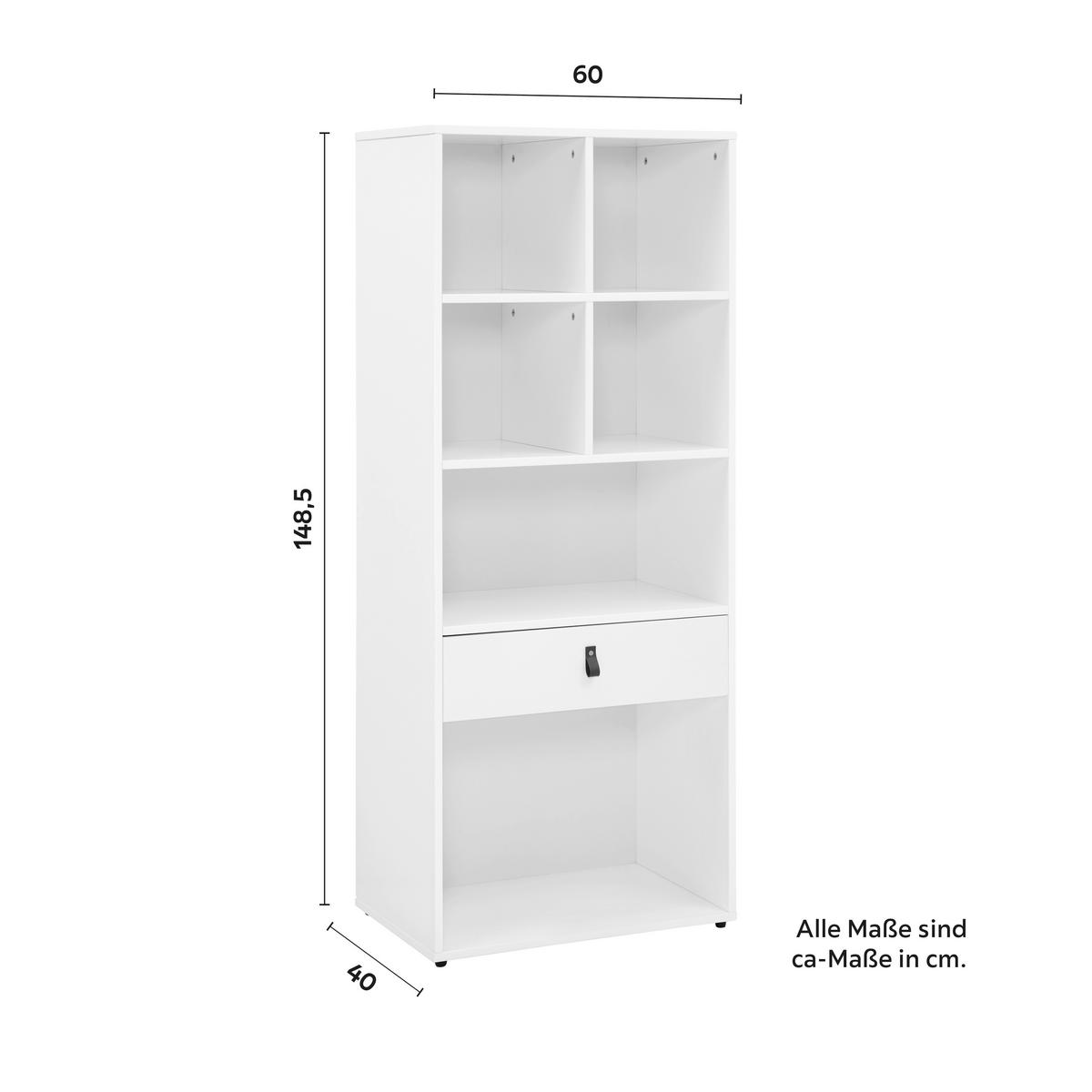 Regal MICK - bílá/černá, Moderní, textil/plast (60/148,5/40cm) - Bessagi Home