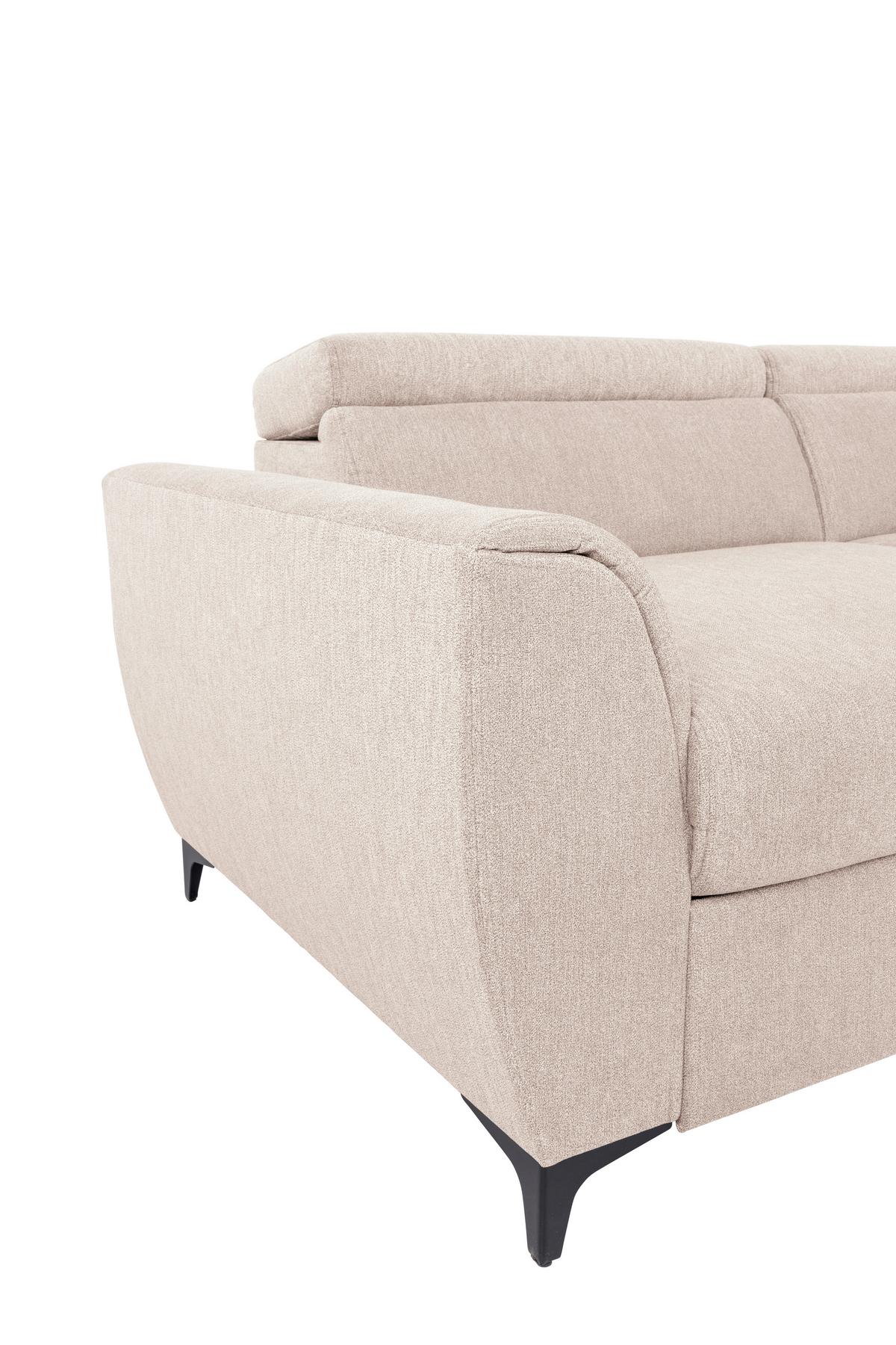 Ecksofa Lapis Creme S: 255/217 cm - Creme/Schwarz, KONVENTIONELL, Textil (255/217cm) - MID.YOU