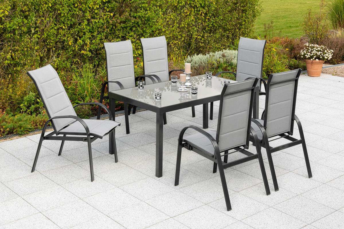 Gartenset Marini - Graphitfarben/Grau, MODERN, Textil/Metall - Gardenson
