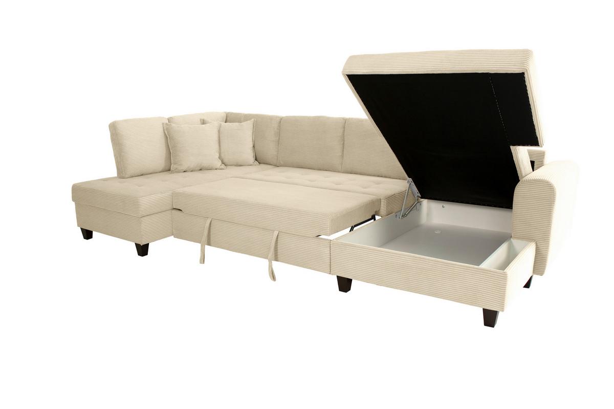 Wohnlandschaft Moritz Creme U-Form: 178x324x155 cm - Creme, Trend, Textil (178/324/155cm)