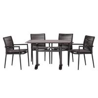 Gartengarnitur 5-teilig New Jersey Metall/Textil - Dunkelgrau/Anthrazit, Basics, Holzwerkstoff/Kunststoff - Gardenson