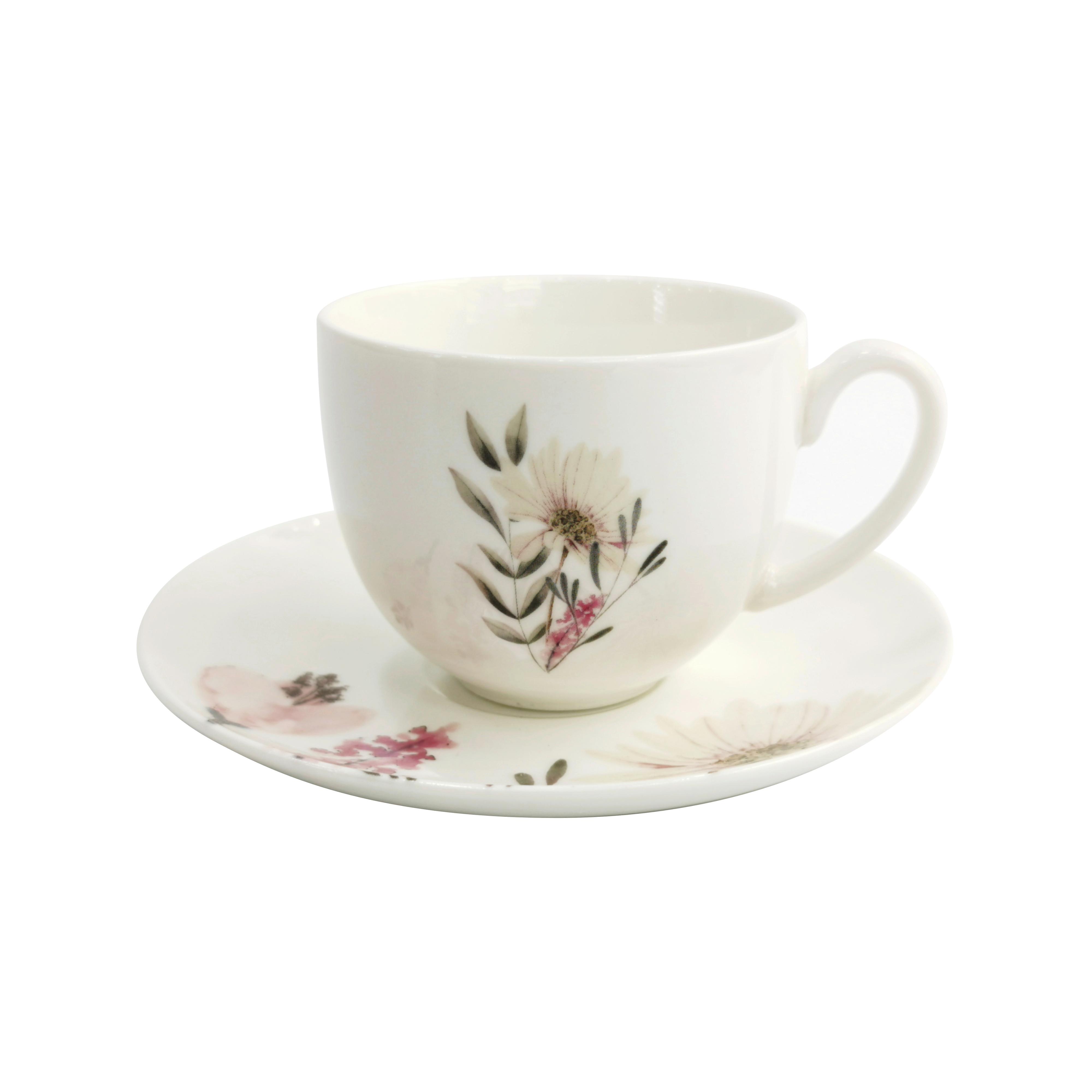 Šálka Na Kávu S Podšalkou Amelie, Objem: 220ml - viacfarebná, Romantický / Vidiecky, keramika (220ml) - Modern Living